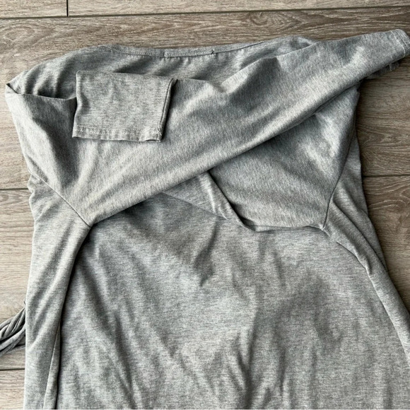 Zanzea Grey Fringe Lightweight Stretchy Cape Cardigan - Picture 11 of 12